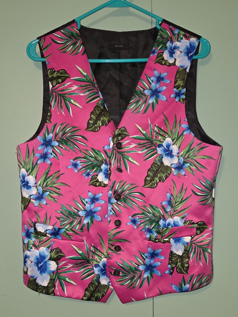 JF J. Ferrar Pink Floral Tropical Print Suit Dress Vest Size Medium